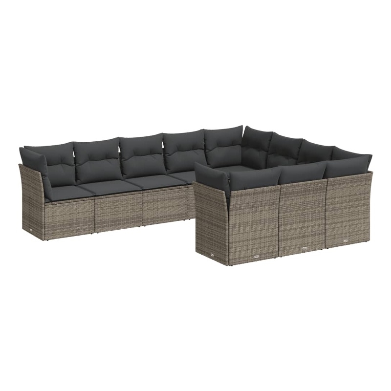 Afuera Living Contemporary 10 Piece Poly Rattan Sofa Set in Gray