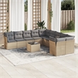 Afuera Living Contemporary 11 Piece Poly Rattan Small Sofa Set in Beige