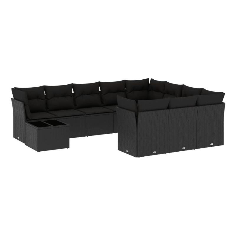 Afuera Living Contemporary 11 Piece Poly Rattan Sofa Set in Black
