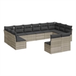 Afuera Living Contemporary Synthetic Poly Rattan 12 Piece Sofa Set in Gray
