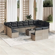 Afuera Living Contemporary 13 Piece Poly Rattan Small Sofa Set in Gray