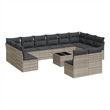 Afuera Living Contemporary 13 Piece Poly Rattan Small Sofa Set in Gray