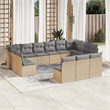 Afuera Living Synthetic Poly Rattan 13 Piece Large Sofa Set in Beige
