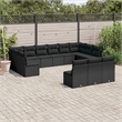 Afuera Living Contemporary 13 Piece Poly Rattan Sofa Set in Black