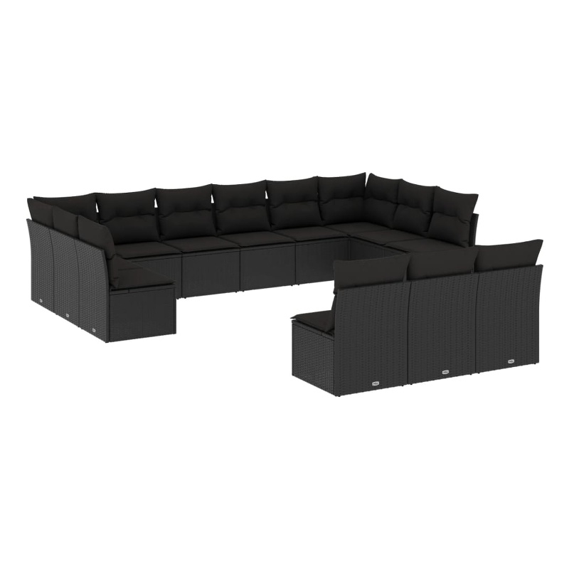 Afuera Living Contemporary 13 Piece Poly Rattan Sofa Set in Black