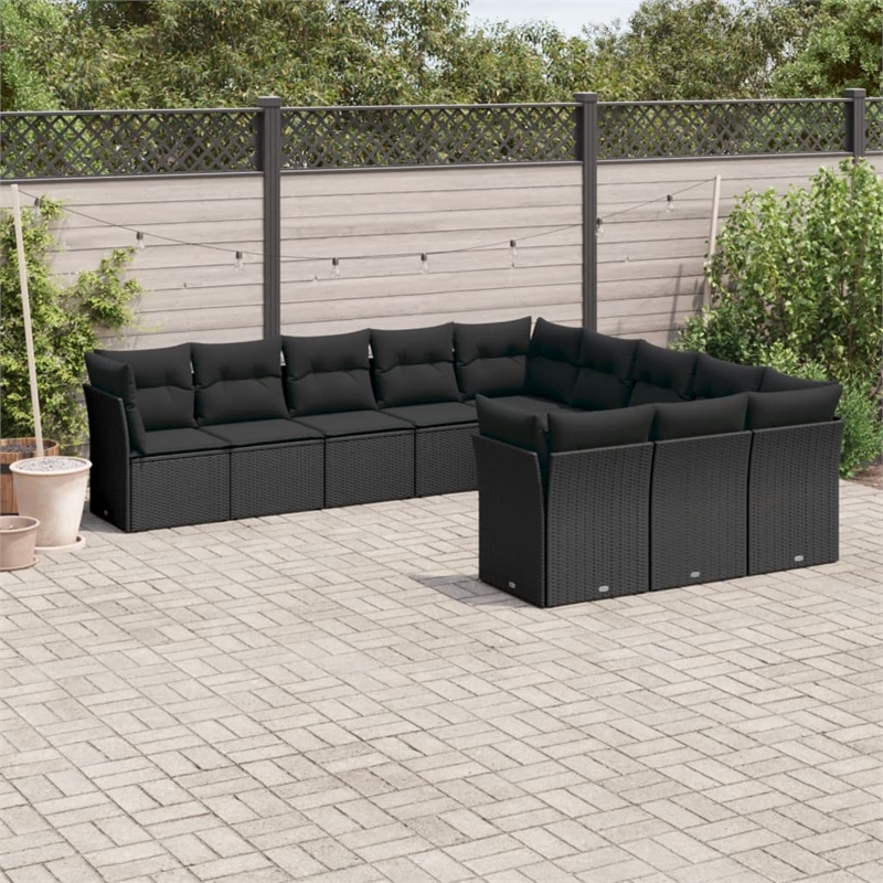 Afuera Living Contemporary 11 Piece Poly Rattan Small Sofa Set in Black