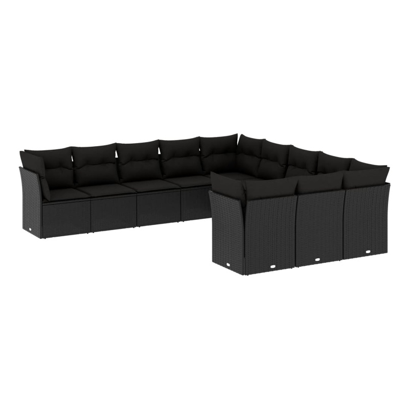 Afuera Living Contemporary 11 Piece Poly Rattan Small Sofa Set in Black