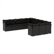 Afuera Living Contemporary 11 Piece Poly Rattan Small Sofa Set in Black
