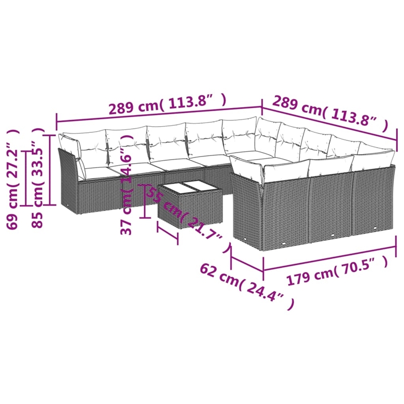 Afuera Living Contemporary Synthetic Poly Rattan  Sofa Set in Beige