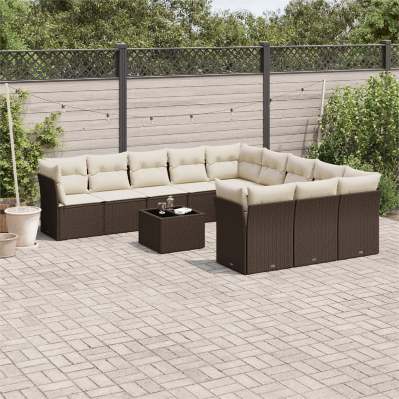 Afuera Living Synthetic Poly Rattan 12 Piece Large Sofa Set in Brown