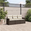 Afuera Living Contemporary 3 Piece Poly Rattan Sofa Set in Brown/Cream