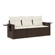 Afuera Living Contemporary 3 Piece Poly Rattan Sofa Set in Brown/Cream