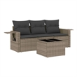 Afuera Living Contemporary 4 Piece Poly Rattan Sofa Set in Gray