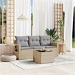 Afuera Living Contemporary Synthetic Poly Rattan 4 Piece  Sofa Set in Beige