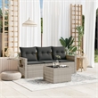 Afuera Living Contemporary 4 Piece Poly Rattan Medium Sofa Set in Gray