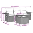 Afuera Living Contemporary 4 Piece Poly Rattan Medium Sofa Set in Gray