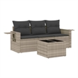 Afuera Living Contemporary 4 Piece Poly Rattan Medium Sofa Set in Gray