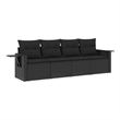 Afuera Living Contemporary 4 Piece Poly Rattan Sofa Set in Black