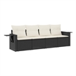 Afuera Living Contemporary Synthetic Poly Rattan 4 Piece Sofa Set in Black