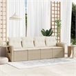 Afuera Living Contemporary 4 Piece Poly Rattan Sofa Set in Cream/Beige