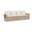 Afuera Living Contemporary 4 Piece Poly Rattan Sofa Set in Cream/Beige