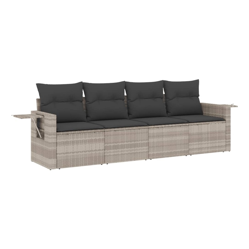 Afuera Living Contemporary 4 Piece Poly Rattan Large Sofa Set in Gray