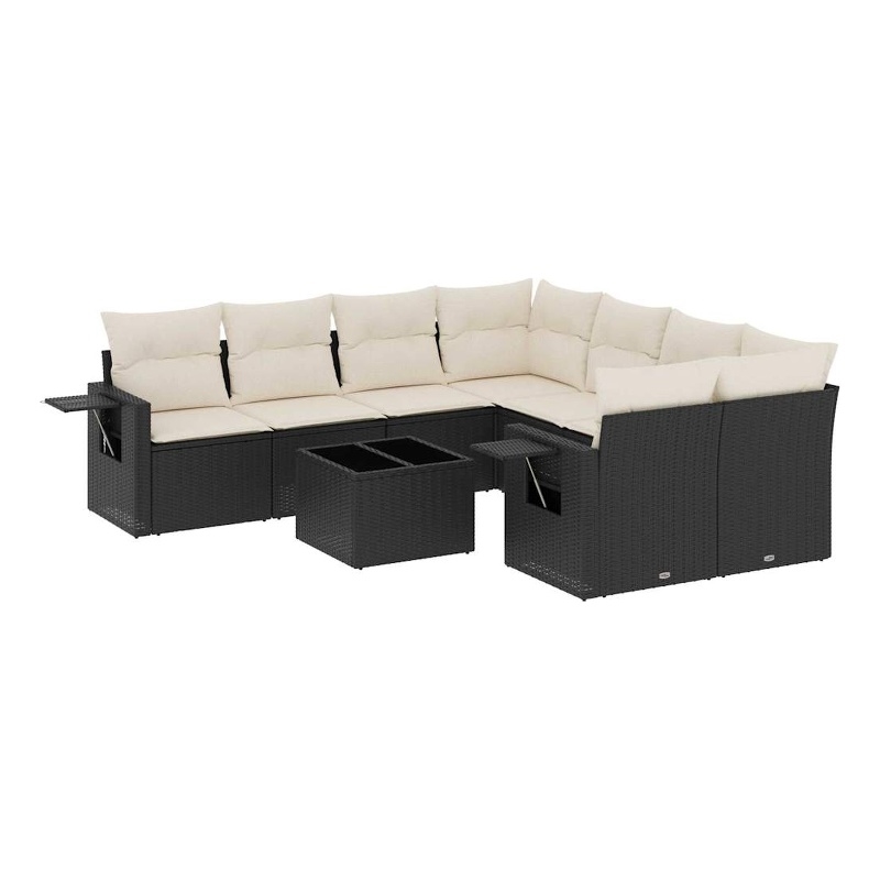 Afuera Living Contemporary Poly Rattan Sofa Set in Black/Cream