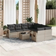 Afuera Living Contemporary 9 Piece Poly Rattan Medium Sofa Set in Gray