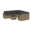 Afuera Living Contemporary 9 Piece Poly Rattan Medium Sofa Set in Gray