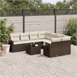 Afuera Living Contemporary 9 Piece Poly Rattan Sofa Set in Brown/Cream
