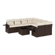 Afuera Living Contemporary 9 Piece Poly Rattan Sofa Set in Brown/Cream