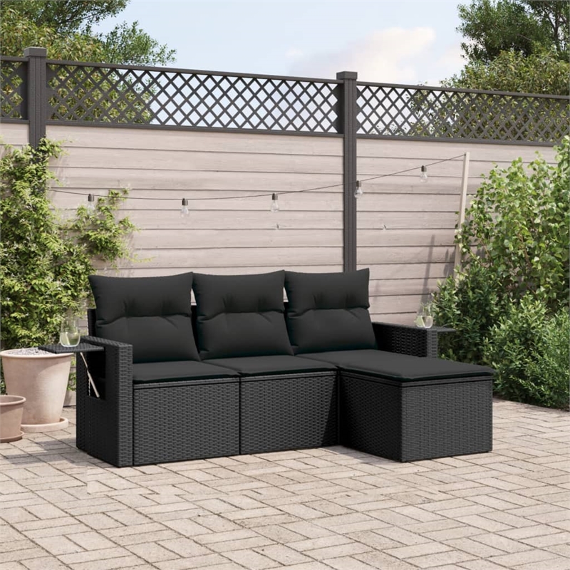 Afuera Living Contemporary Synthetic Poly Rattan Medium Sofa Set in Black