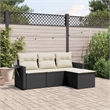 Afuera Living Contemporary 4 Piece Poly Rattan Sofa Set in Black