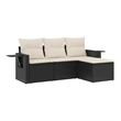 Afuera Living Contemporary 4 Piece Poly Rattan Sofa Set in Black