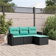 Afuera Living Contemporary Poly Rattan Sofa Set in Black/Blue