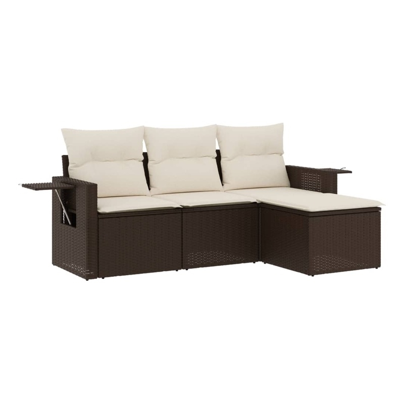 Afuera Living Contemporary Synthetic Poly Rattan  Sofa Set in Brown/Cream