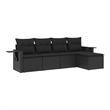 Afuera Living Contemporary 5 Piece Poly Rattan Large Sofa Set in Black