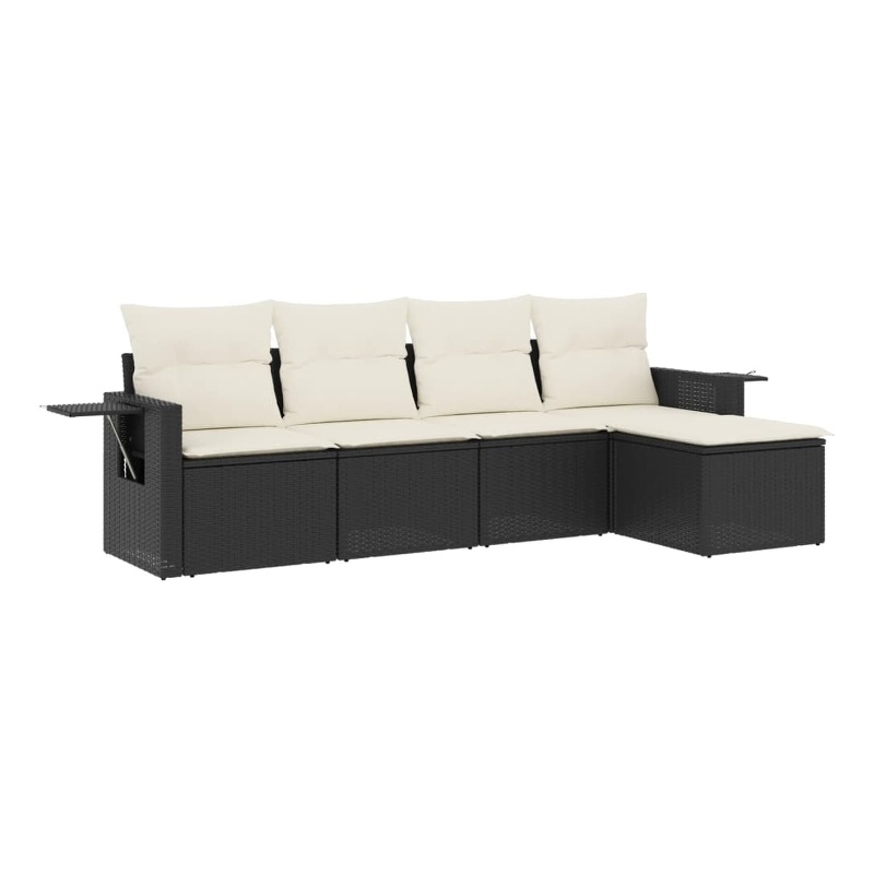 Afuera Living Contemporary Synthetic Poly Rattan 5 Piece Sofa Set in Black