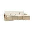 Afuera Living Contemporary 5 Piece Poly Rattan Sofa Set in Beige