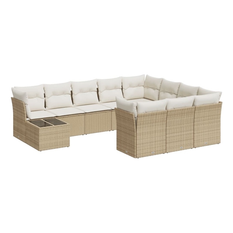 Afuera Living 11 Piece Poly Rattan Large Sofa Set in Cream/Beige