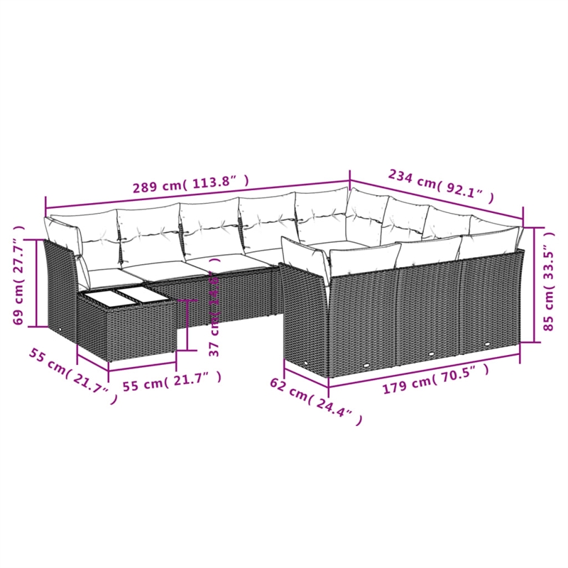Afuera Living Contemporary Synthetic Poly Rattan Garden Sofa Set in Gray