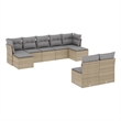 Afuera Living Contemporary Synthetic Poly Rattan 9 Piece  Sofa Set in Beige