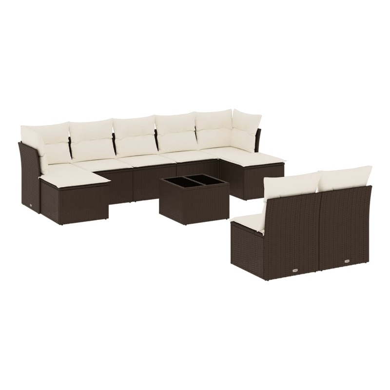 Afuera Living Contemporary Synthetic Poly Rattan Sofa Set in Brown/Cream