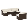 Afuera Living Contemporary Synthetic Poly Rattan Sofa Set in Brown/Cream