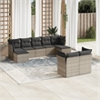 Afuera Living Contemporary 9 Piece Poly Rattan Sofa Set in Gray