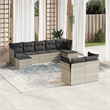 Afuera Living Contemporary 9 Piece Poly Rattan Patio Sofa Set in Gray