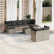 Afuera Living Contemporary 10 Piece Poly Rattan Sofa Set in Gray