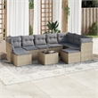 Afuera Living Contemporary Synthetic Poly Rattan 10 Piece  Sofa Set in Beige