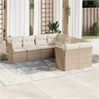 Afuera Living Contemporary 8 Piece Poly Rattan Sofa Set in Cream/Beige