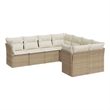 Afuera Living Contemporary 8 Piece Poly Rattan Sofa Set in Cream/Beige